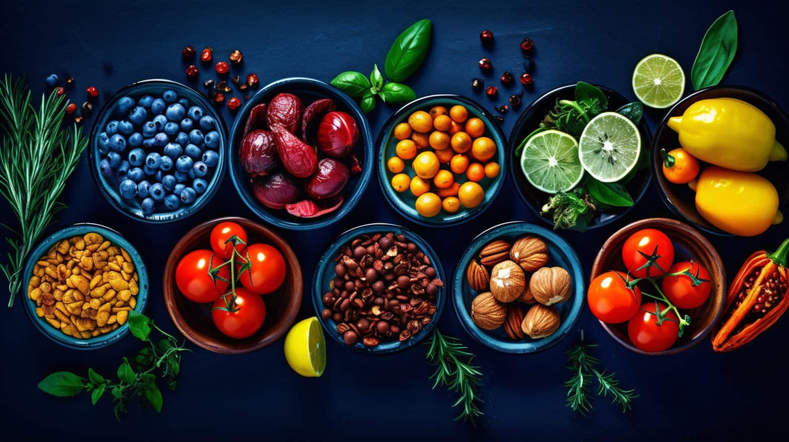 fruits, légumes et noix